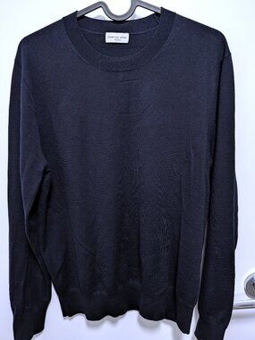 Dries Van Noten Worsted Wool Pullover Navy Size M (Fits Slim / 18.5" P2P)